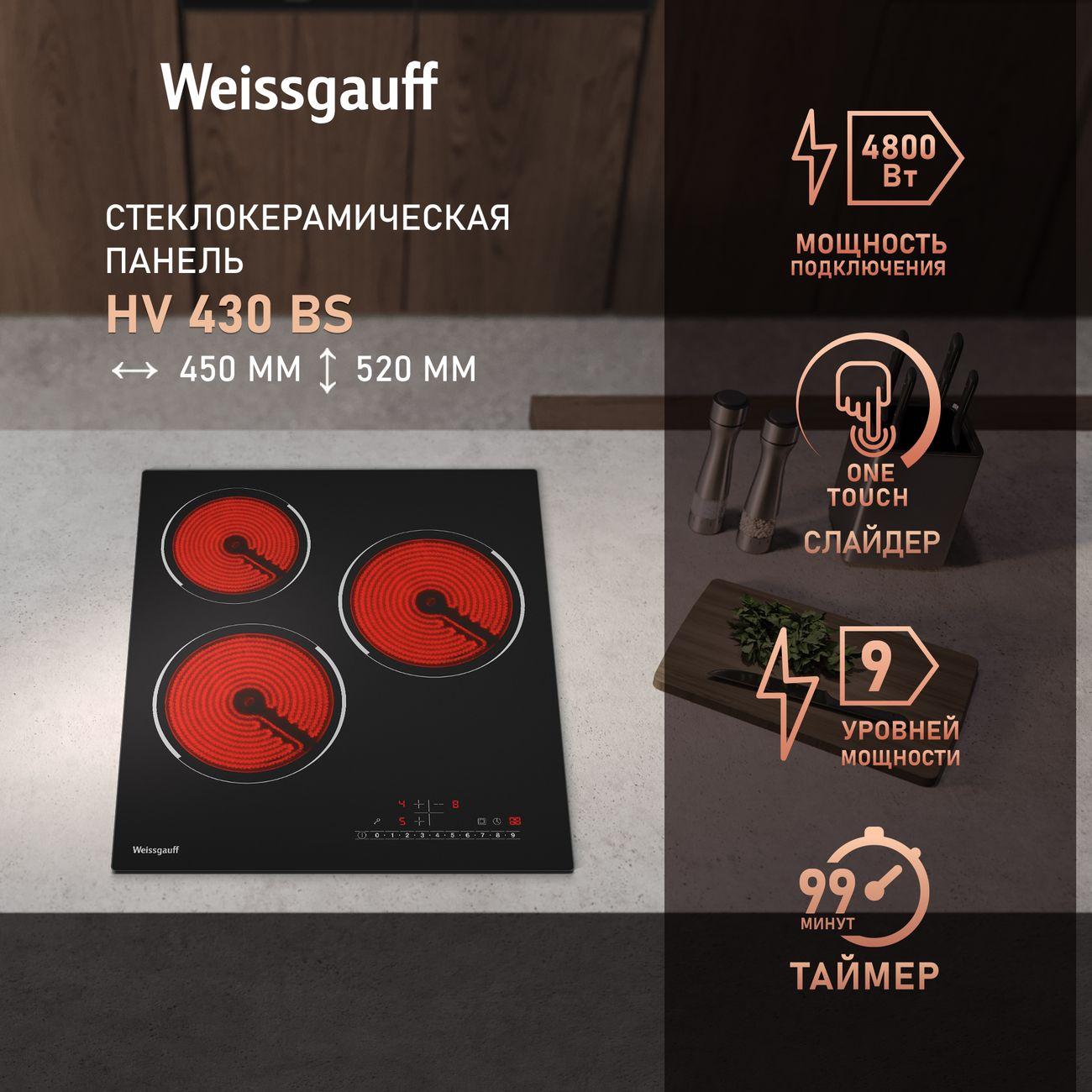 Изображение товара Встраиваемая модульная электрическая панель независимая Weissgauff HV 430 BS