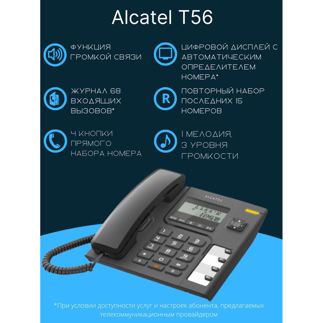 Телефон проводной Alcatel T56 Black