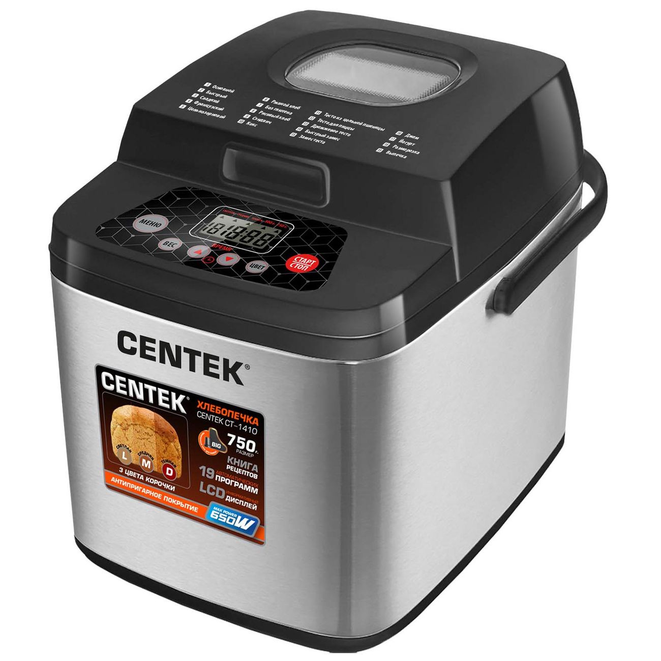 Купить Хлебопечка Centek CT-1410 Black в каталоге интернет магазина М.Видео  по выгодной цене с доставкой, отзывы, фотографии - Москва