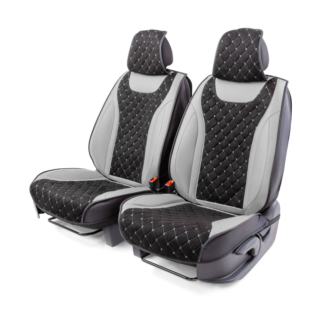 Изображение товара Накидка на сидение CarPerformance 3D на перед.сидения 2 шт.экокожа (CUS-3044 BK/GY)