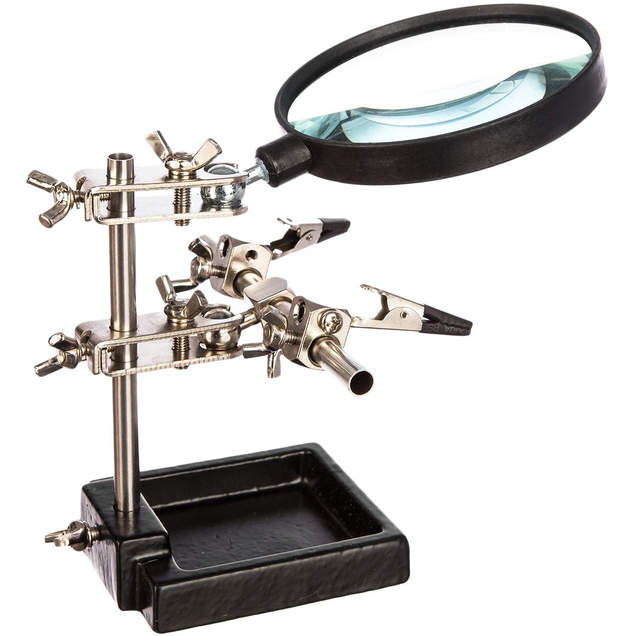 Изображение товара Держатель Rexant 2 зажима, чугун, лупа 90 мм (12-0254)