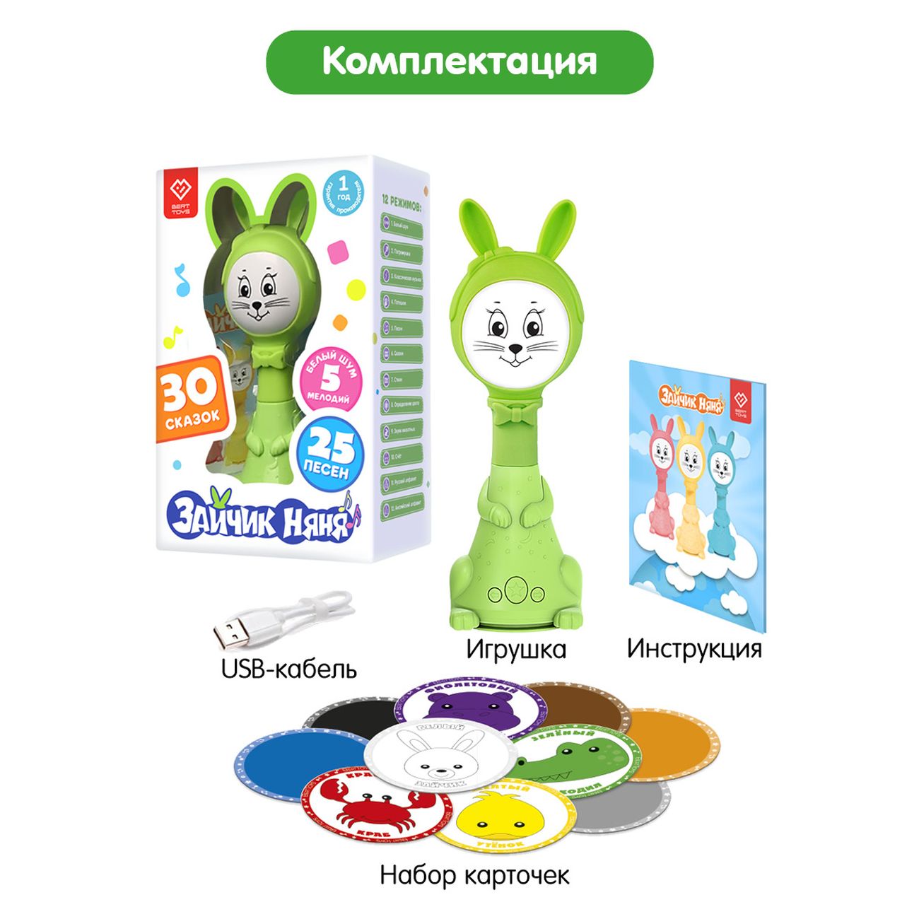 Купить Интерактивная игрушка BertToys Зайчик Няня - Зеленый в каталоге  интернет магазина М.Видео по выгодной цене с доставкой, отзывы, фотографии  - Москва