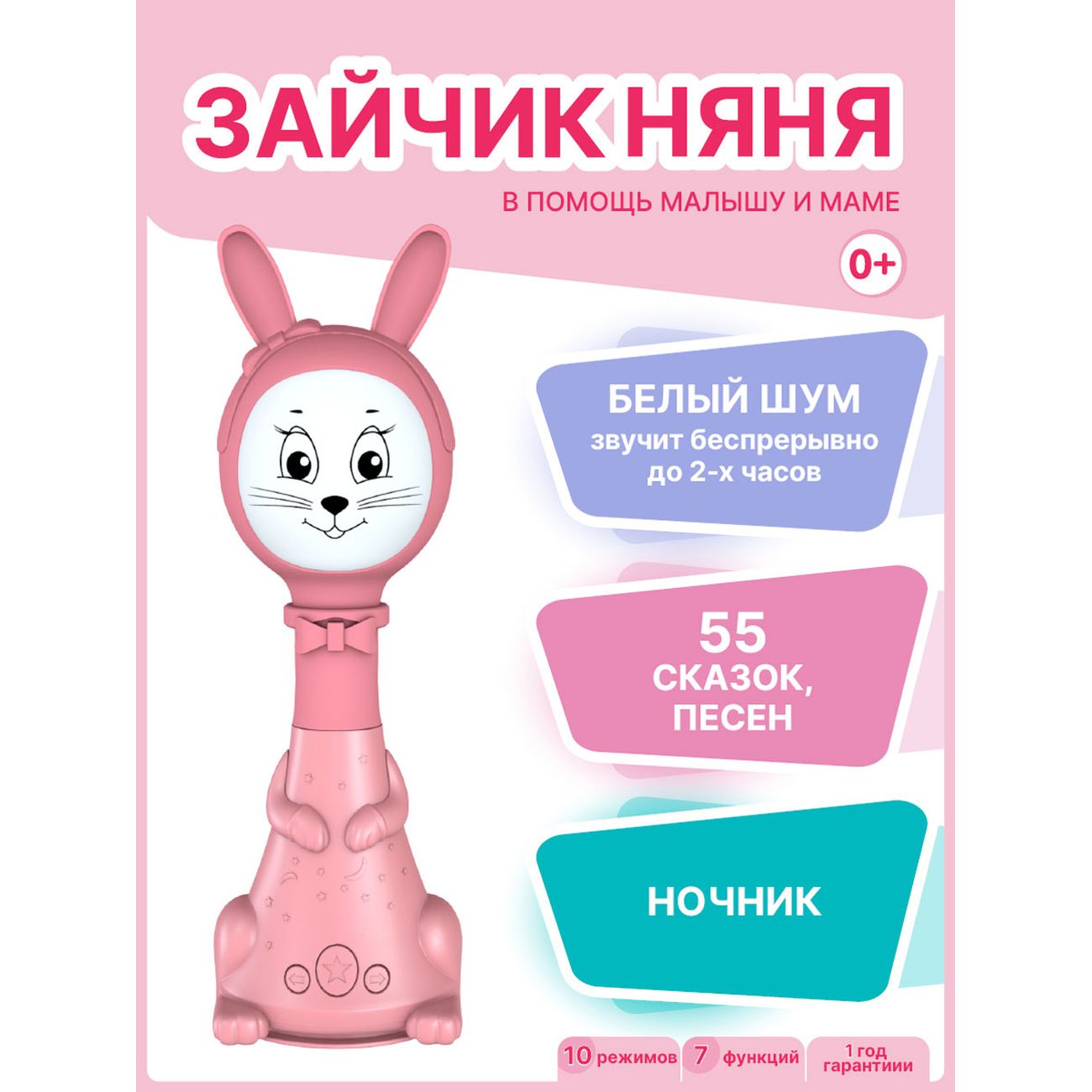 Купить Интерактивная игрушка BertToys Зайчик Няня - Розовый в каталоге  интернет магазина М.Видео по выгодной цене с доставкой, отзывы, фотографии  - Москва