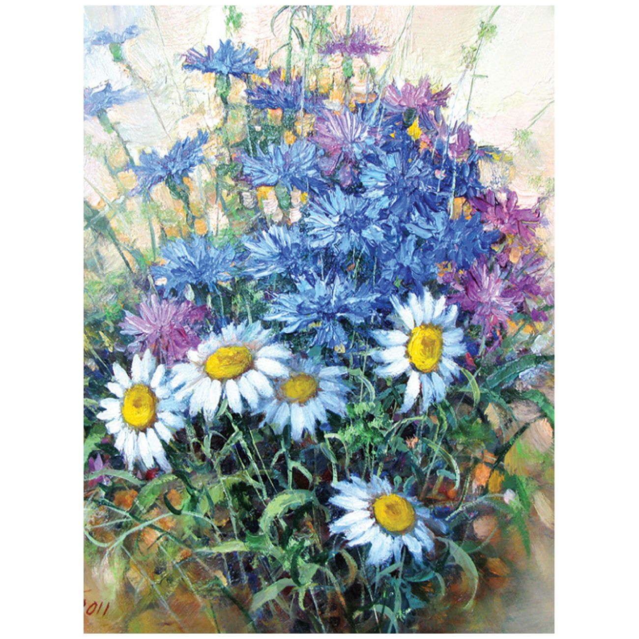 Изображение товара Картина стразами Остров сокровищ Васильки и ромашки, 30х40см (662573)