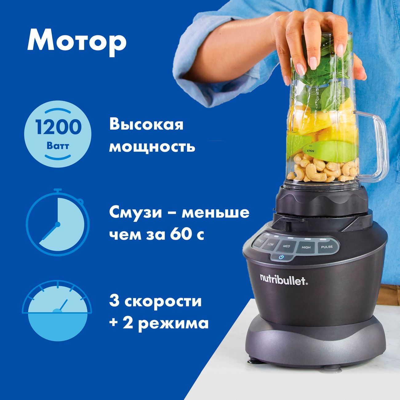 Купить Блендер стационарный NutriBullet NBF500DG в каталоге интернет  магазина М.Видео по выгодной цене с доставкой, отзывы, фотографии - Москва