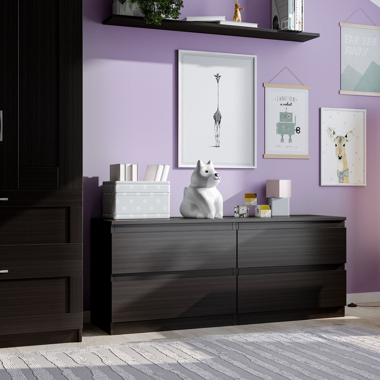 Изображение товара Тумба под телевизор Гуд Лакк КАСТОР 4 ящика, дуб венге