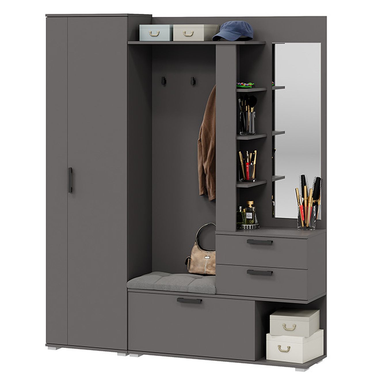 Изображение товара Шкаф для прихожей Трия Эрика 274283 графит серый