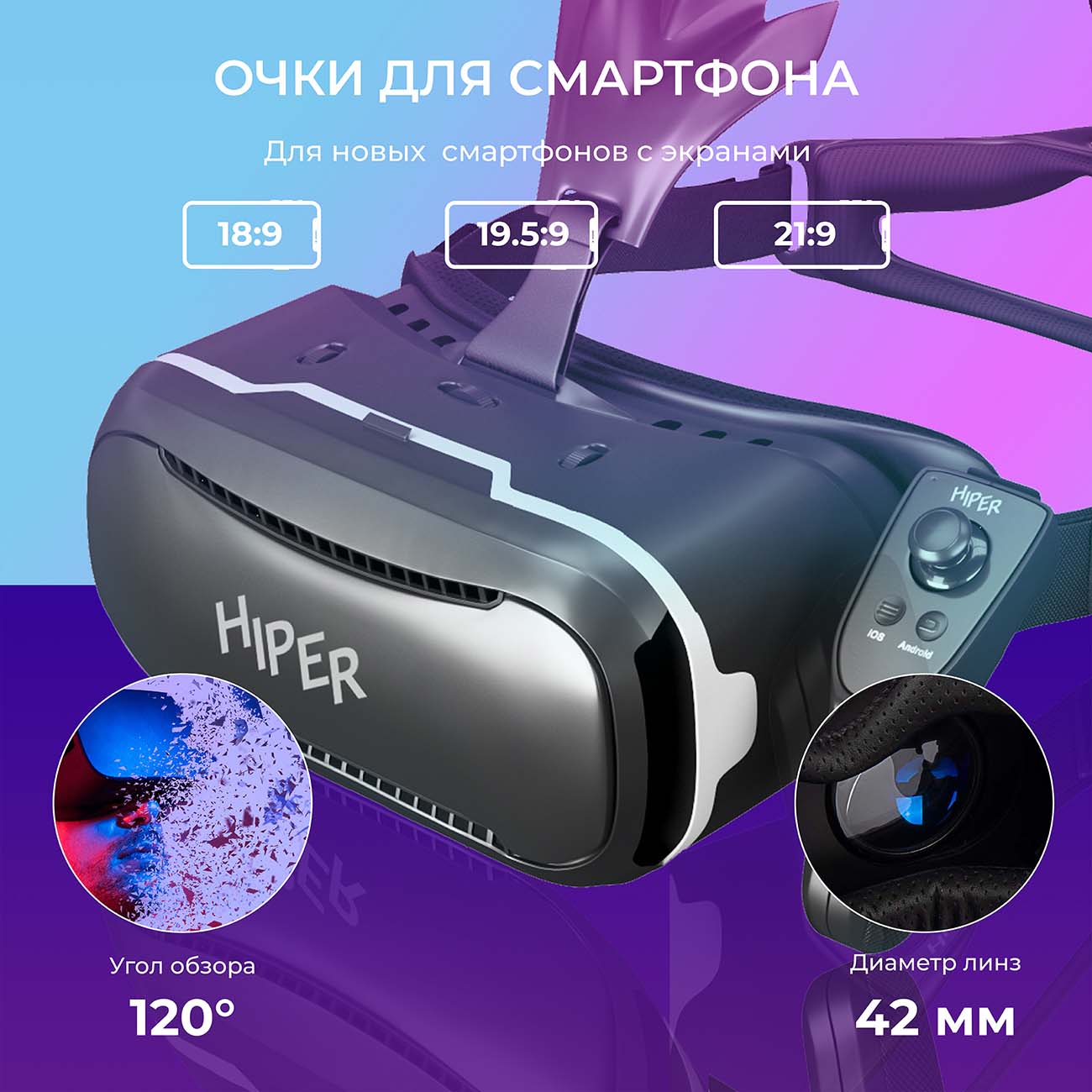 Очки виртуальной реальности HIPER VRQ+