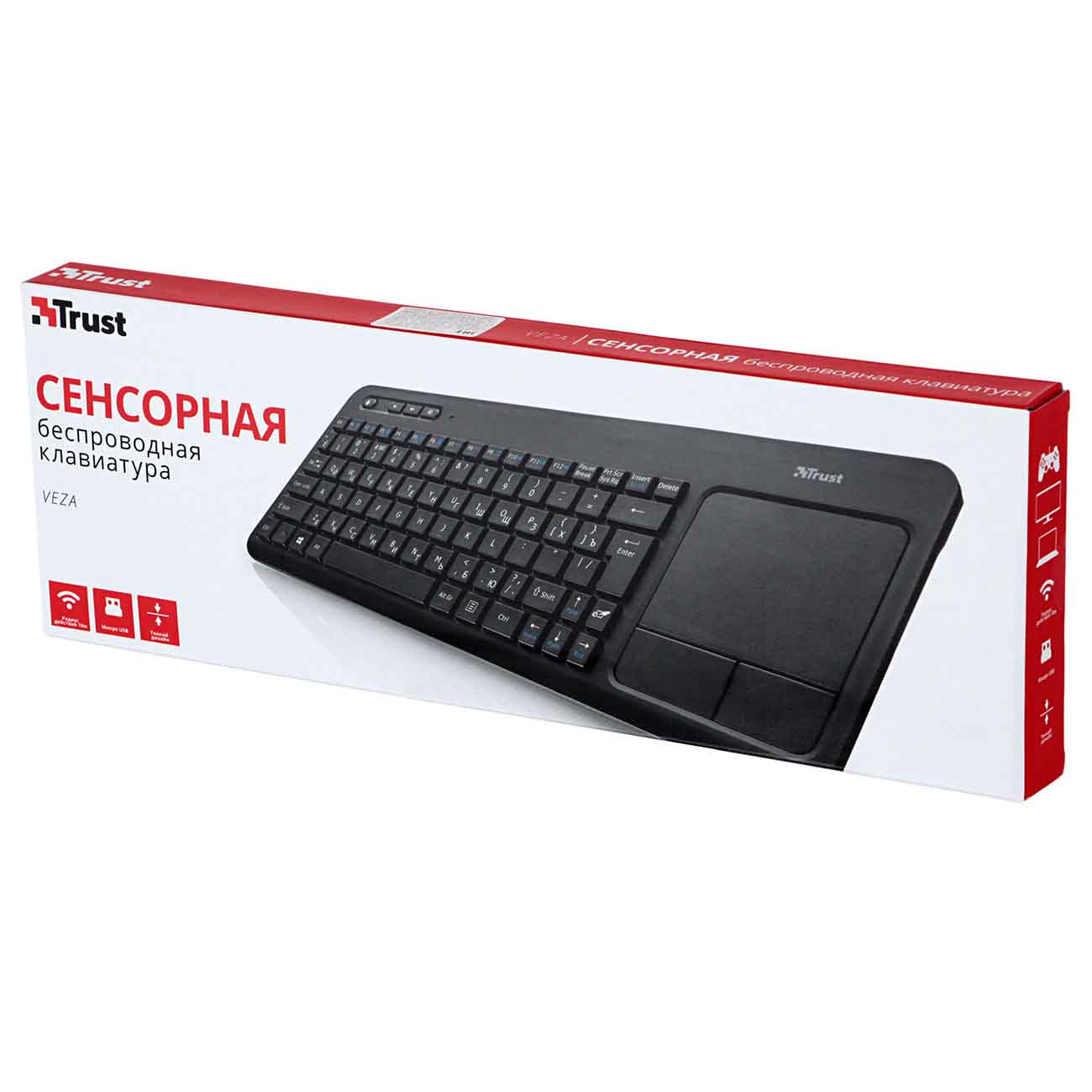 Купить Клавиатура беспроводная Trust Veza Wireless Touchpad Keyboard  (22230) в каталоге интернет магазина М.Видео по выгодной цене с доставкой,  отзывы, фотографии - Москва