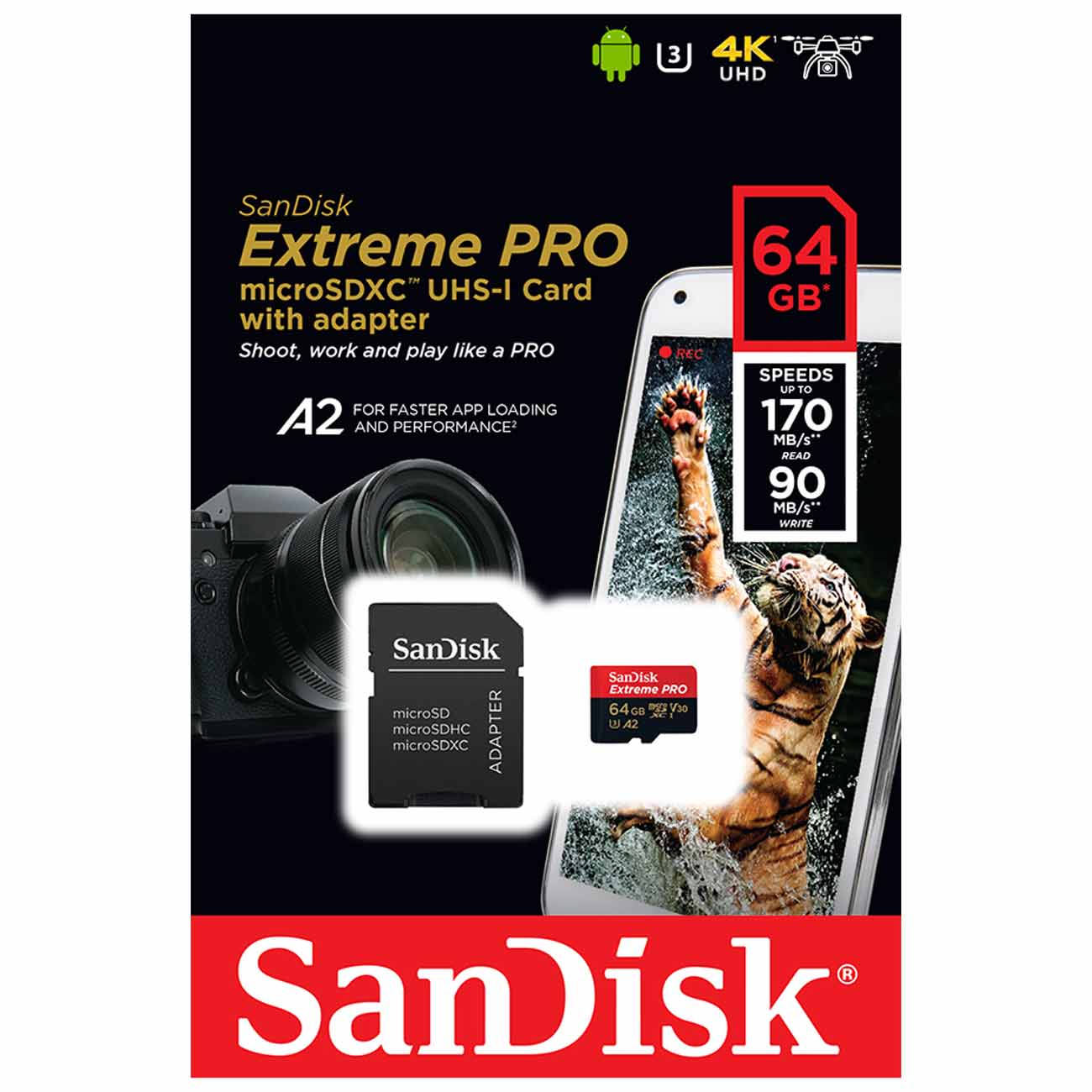 Купить Карта памяти MicroSD SanDisk 64GB ExtremePro UHS-I U3 V30  (SDSQXCY-064G-GN6MA) в каталоге интернет магазина М.Видео по выгодной цене  с доставкой, отзывы, фотографии - Москва