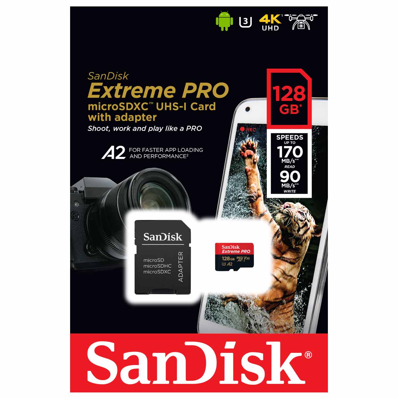 Купить Карта памяти MicroSD SanDisk 128GB ExtremePro UHS-I U3  V30(SDSQXCY-128G-GN6MA) в каталоге интернет магазина М.Видео по выгодной  цене с доставкой, отзывы, фотографии - Москва