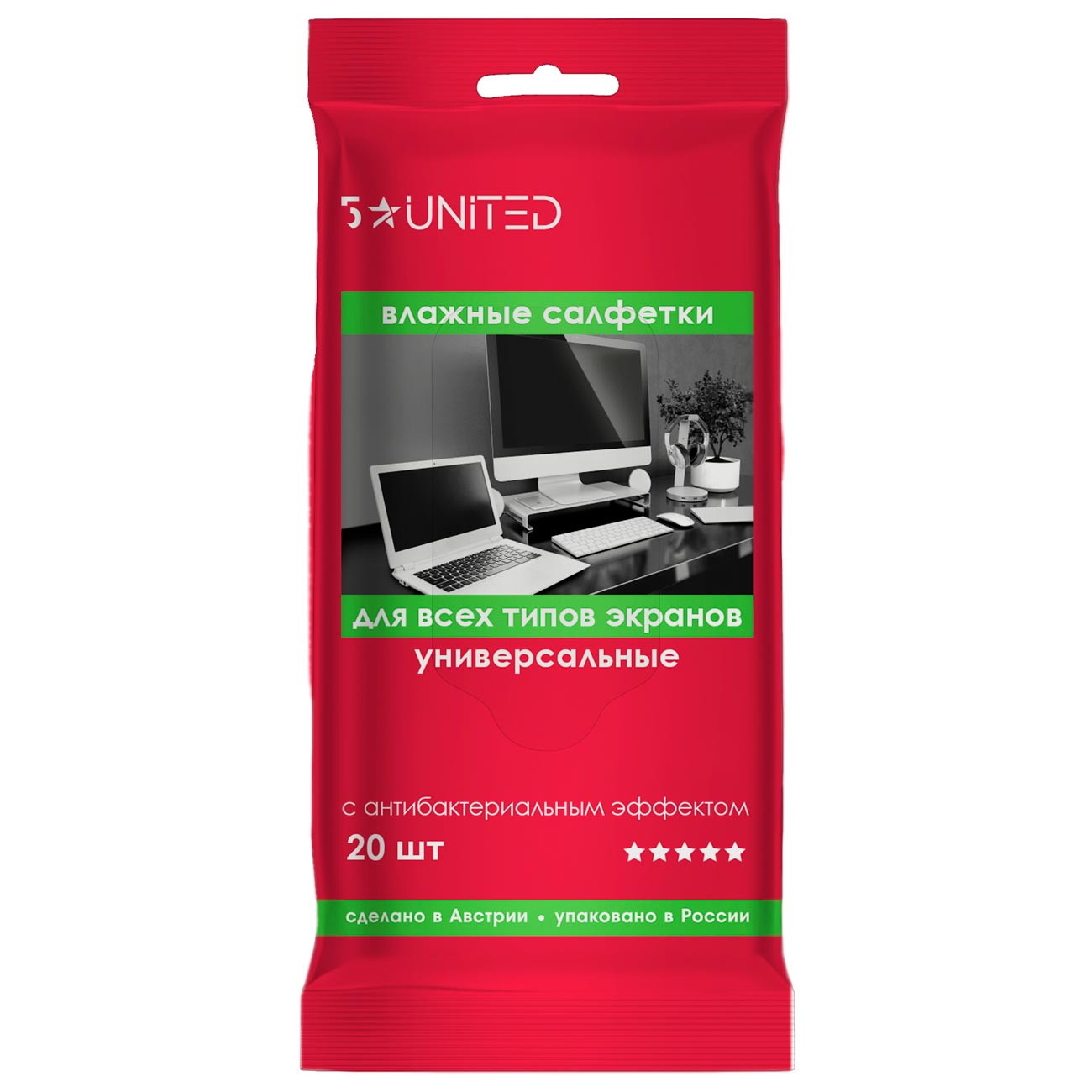 Изображение товара Чистящее средство для ТВ 5 Star United 402 влажные для экранов 20шт.