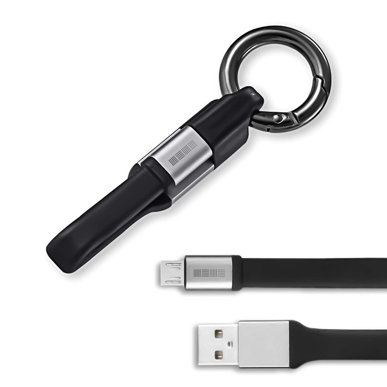 Изображение товара Кабель для сотового телефона InterStep MicroUSB/USB 0,1м, плоский с холдером, черный