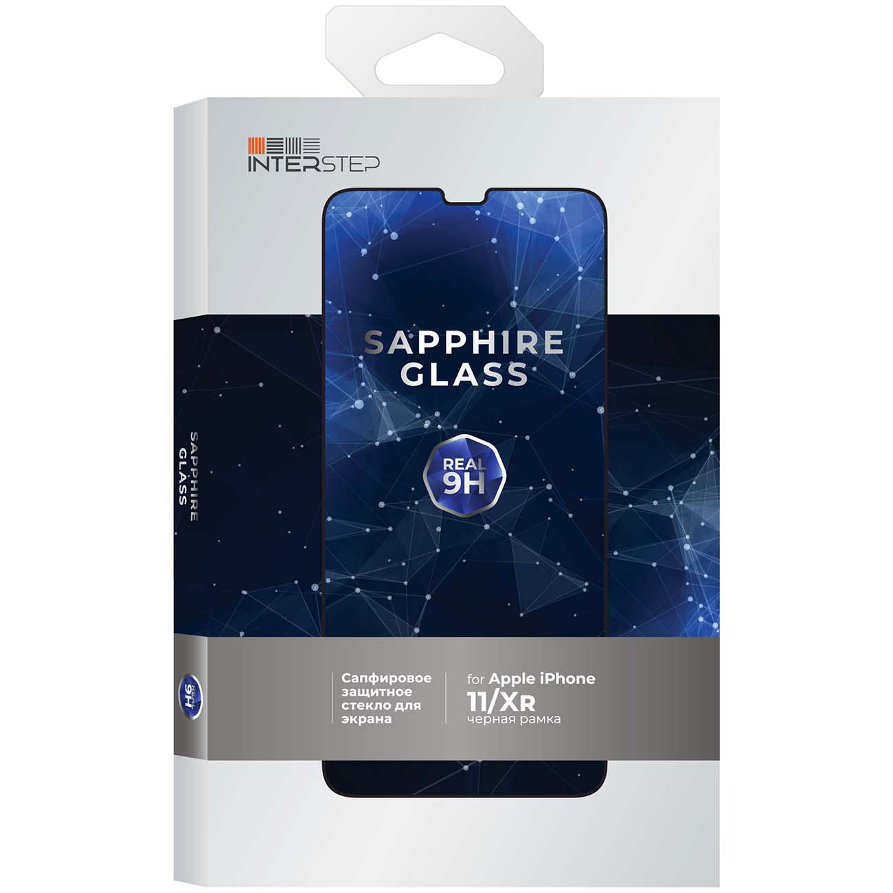 Изображение товара Защитное стекло InterStep iPhone 11/Xr, сапфировое, черная рамка