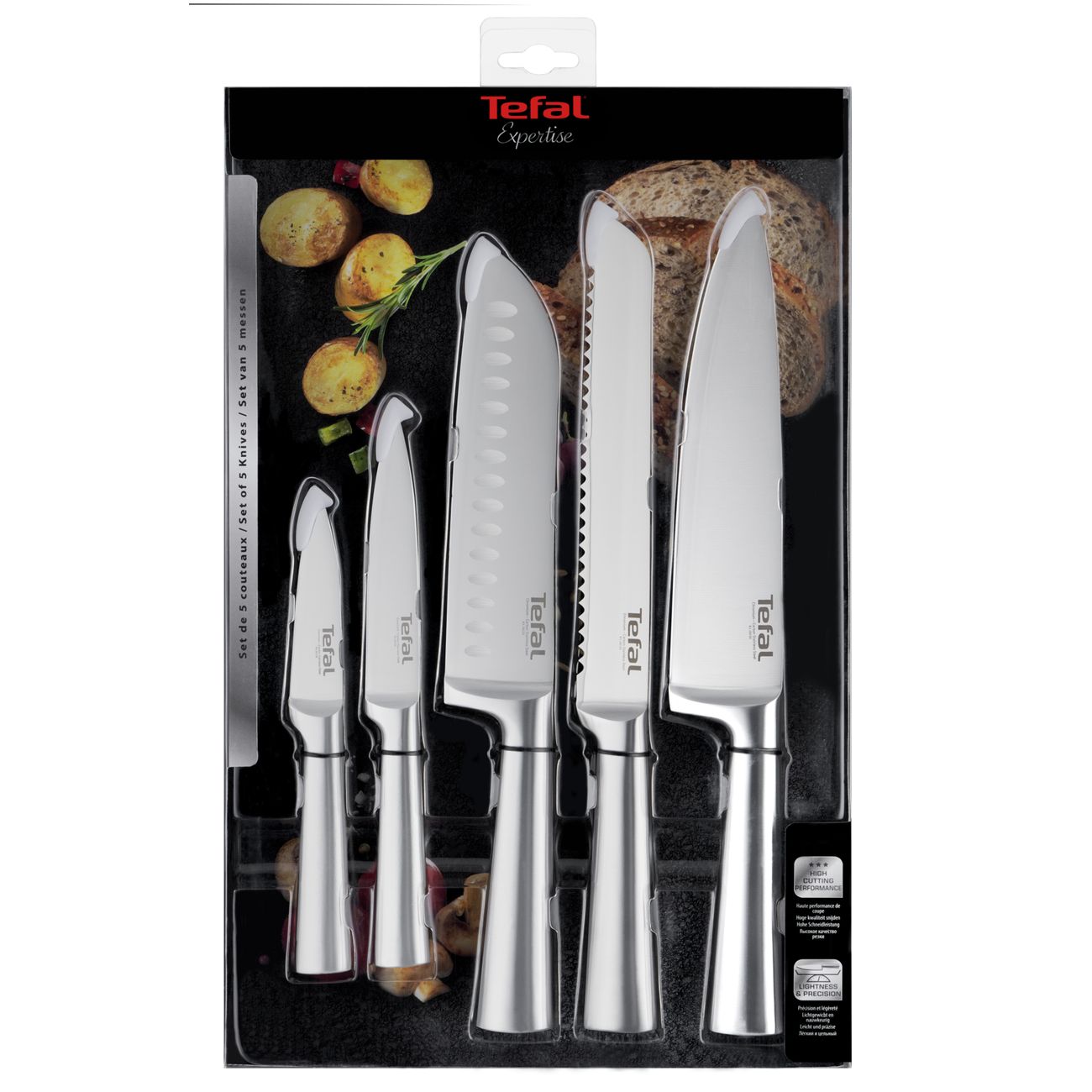 Набор кухонных ножей tefal. Набор кухонных ножей Tefal expertise (5 ножей) k121s575. Набор кухонных ножей Tefal expertise, 5 шт (k121s575). Набор Tefal k121s575. Tefal expertise 5 ножей.