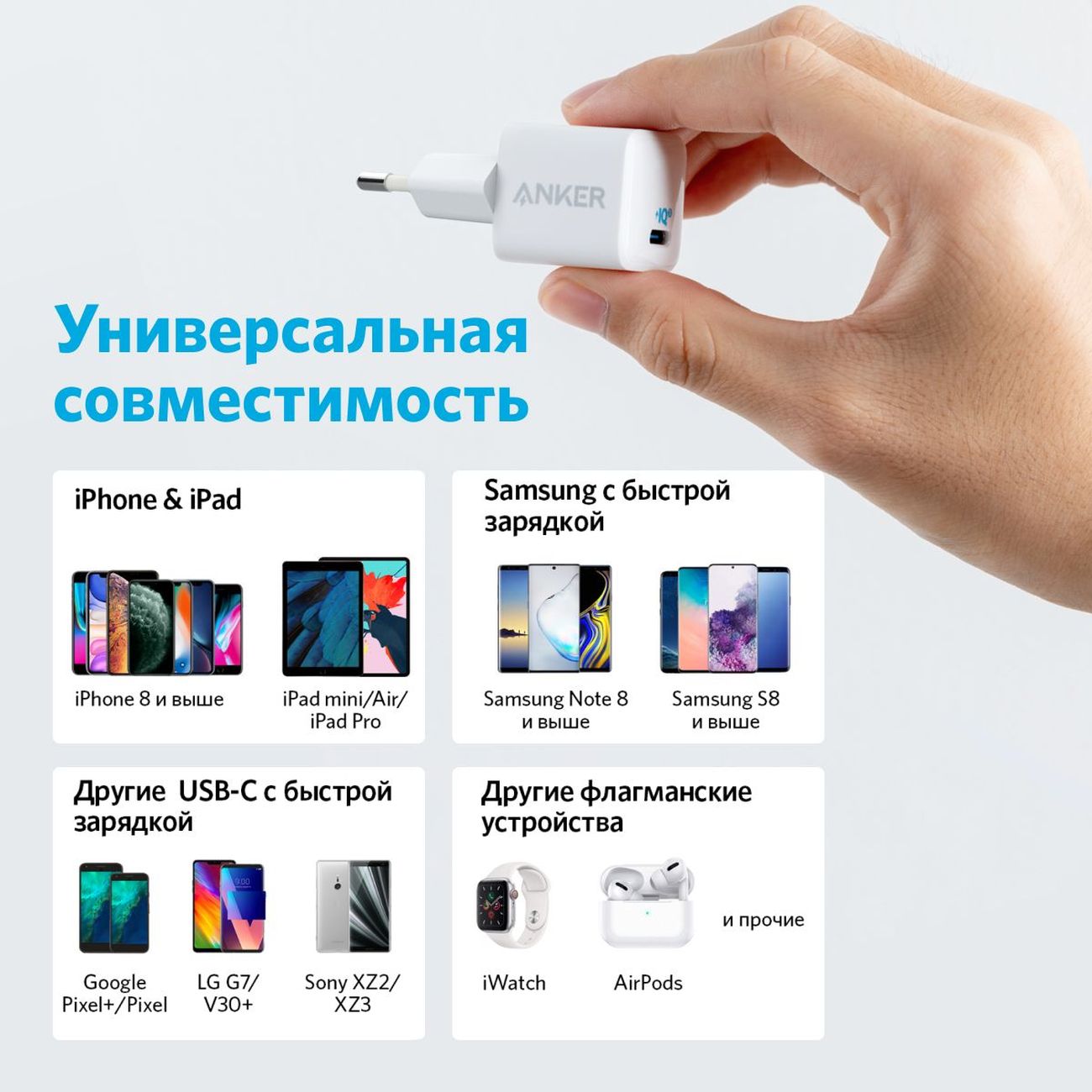 Купить Сетевое зарядное устройство Anker PowerPort 3 Nano 20W USB-C White в  каталоге интернет магазина М.Видео по выгодной цене с доставкой, отзывы,  фотографии - Москва