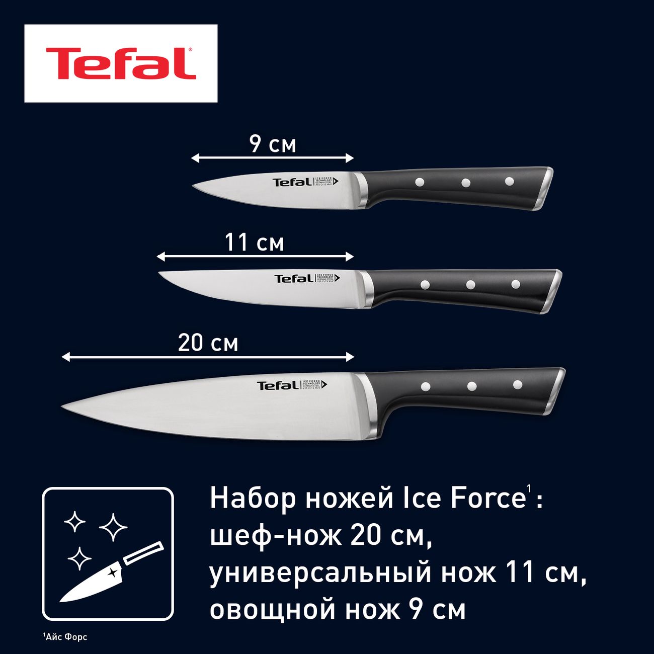 Набор кухонных ножей Tefal Ice Force (K2323S74) - отзывы покупателей и  владельцев | М.Видео - Москва