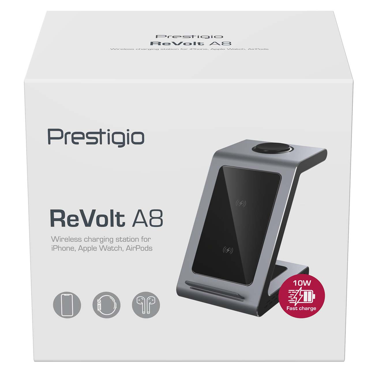 Купить БЗУ Prestigio ReVolt A8 Qi (PCS108A_SG) в каталоге интернет магазина  М.Видео по выгодной цене с доставкой, отзывы, фотографии - Москва