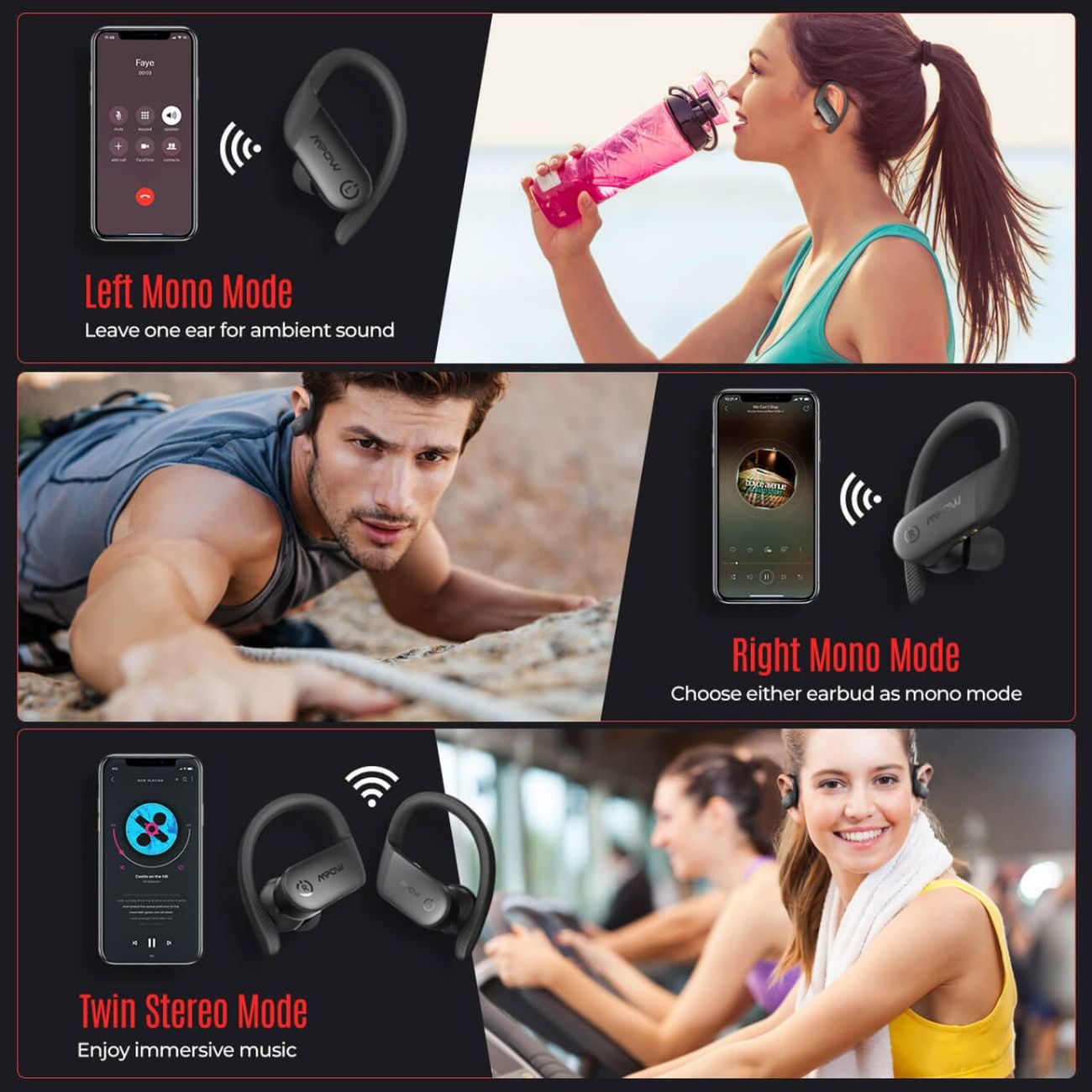 Купить Спортивные наушники Bluetooth MPOW Flame Sport TWS (MPBH452AB) в  каталоге интернет магазина М.Видео по выгодной цене с доставкой, отзывы,  фотографии - Москва