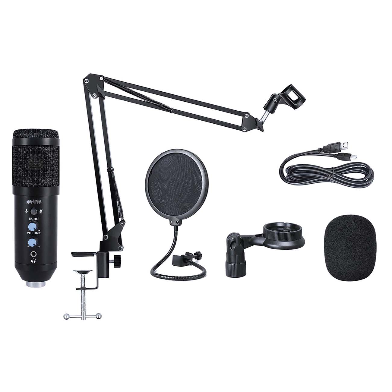 Купить Игровой микрофон для компьютера HIPER Broadcast Singer Set (H-M004)  в каталоге интернет магазина М.Видео по выгодной цене с доставкой, отзывы,  фотографии - Москва