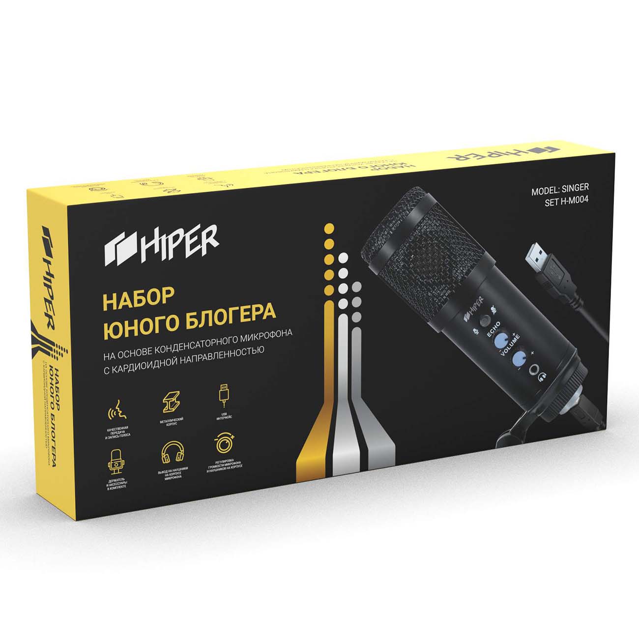 Купить Игровой микрофон для компьютера HIPER Broadcast Singer Set (H-M004)  в каталоге интернет магазина М.Видео по выгодной цене с доставкой, отзывы,  фотографии - Москва