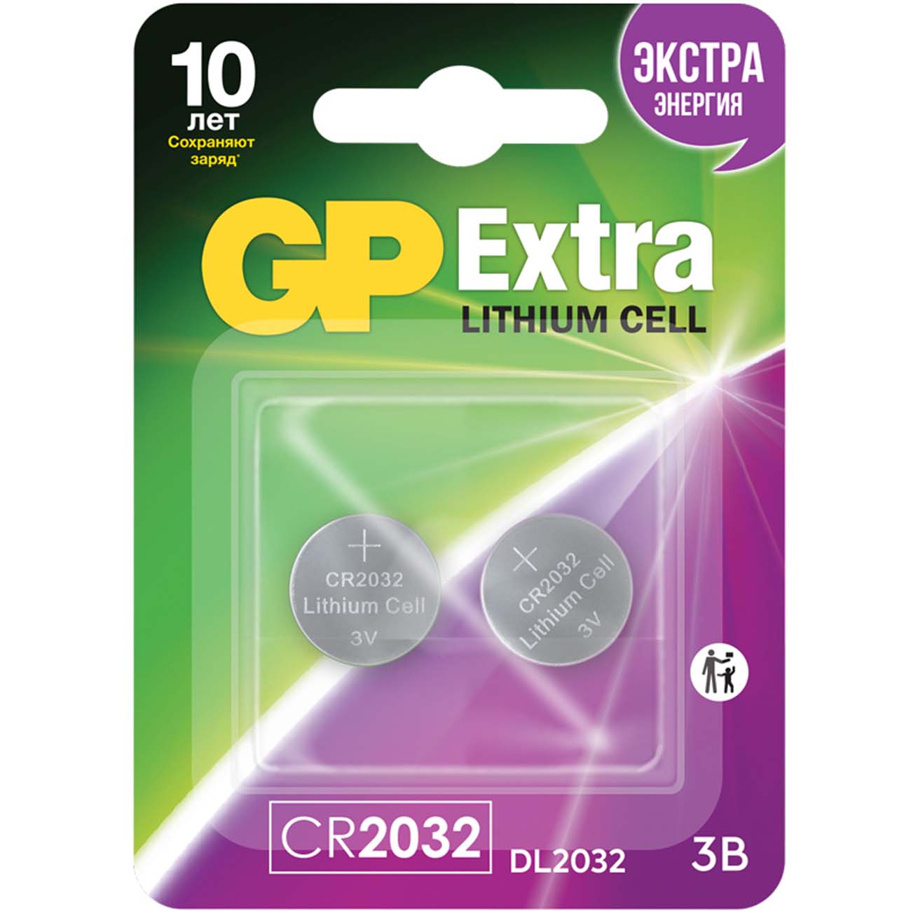 Купить Батарея GP Extra Lithium CR2032 2 шт в каталоге интернет магазина  М.Видео по выгодной цене с доставкой, отзывы, фотографии - Москва