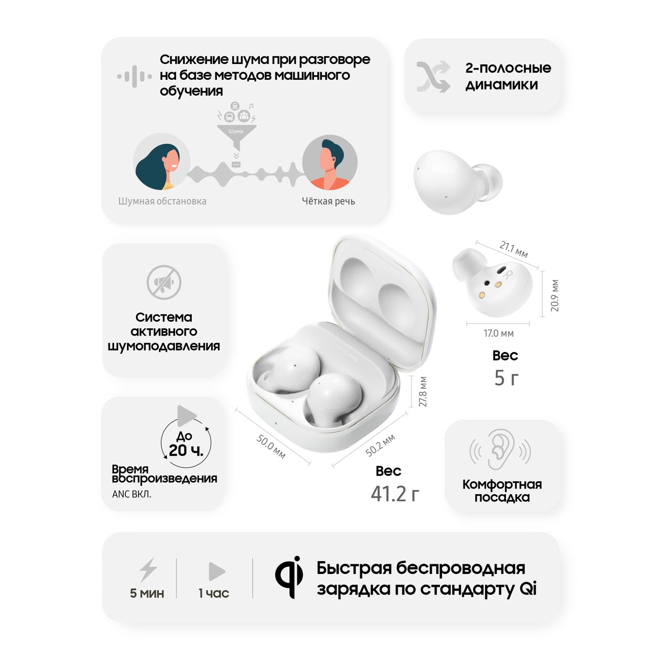 Купить Наушники True Wireless Samsung Galaxy Buds2 белый (SM-R177N) в  каталоге интернет магазина М.Видео по выгодной цене с доставкой, отзывы,  фотографии - Москва