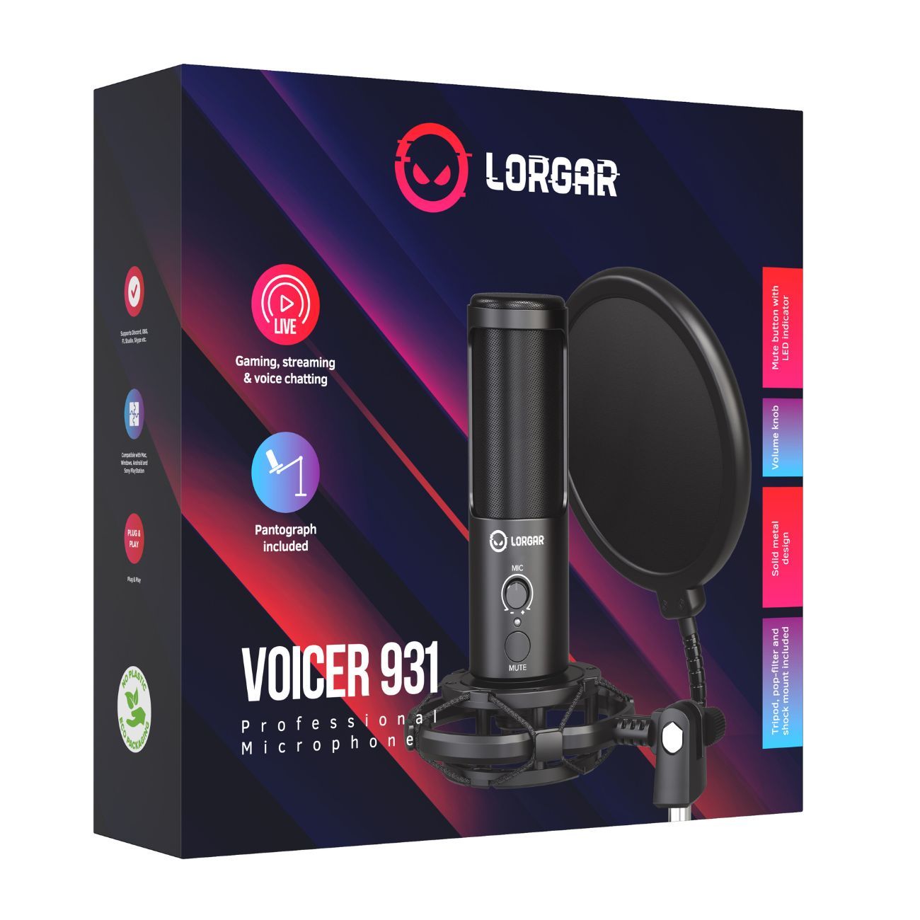 Игровой микрофон для компьютера Lorgar Voicer 931 (LRG-CMT931)