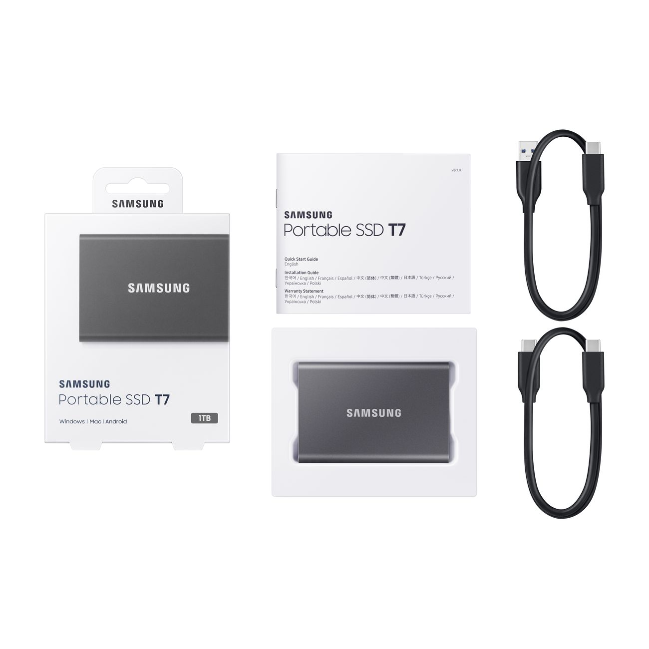 Купить Внешний диск SSD Samsung T7 1TB Black (MU-PC1T0T/WW) в каталоге  интернет магазина М.Видео по выгодной цене с доставкой, отзывы, фотографии  - Москва