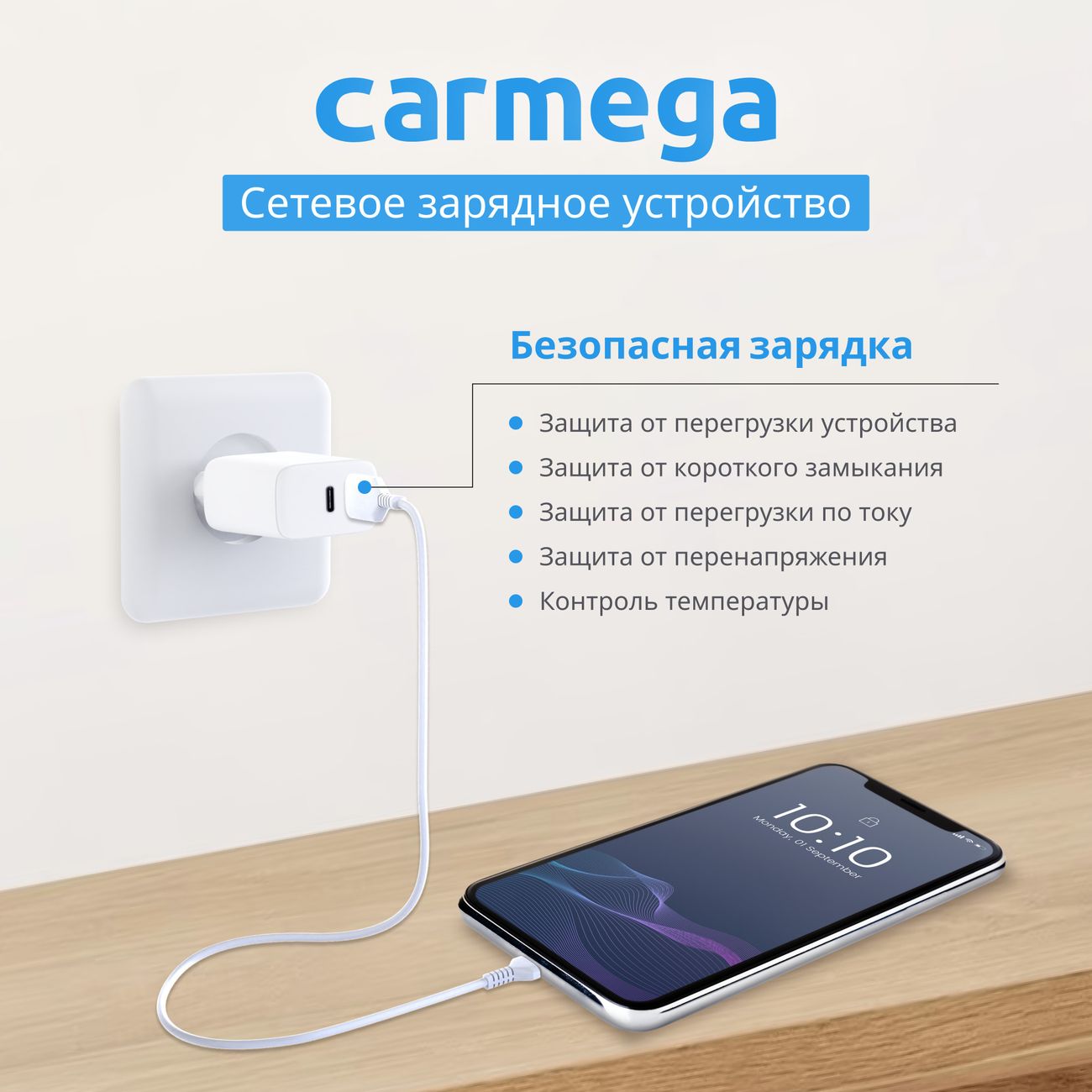 Сетевое зарядное устройство Carmega A+C 25W White (CAR-WC106)