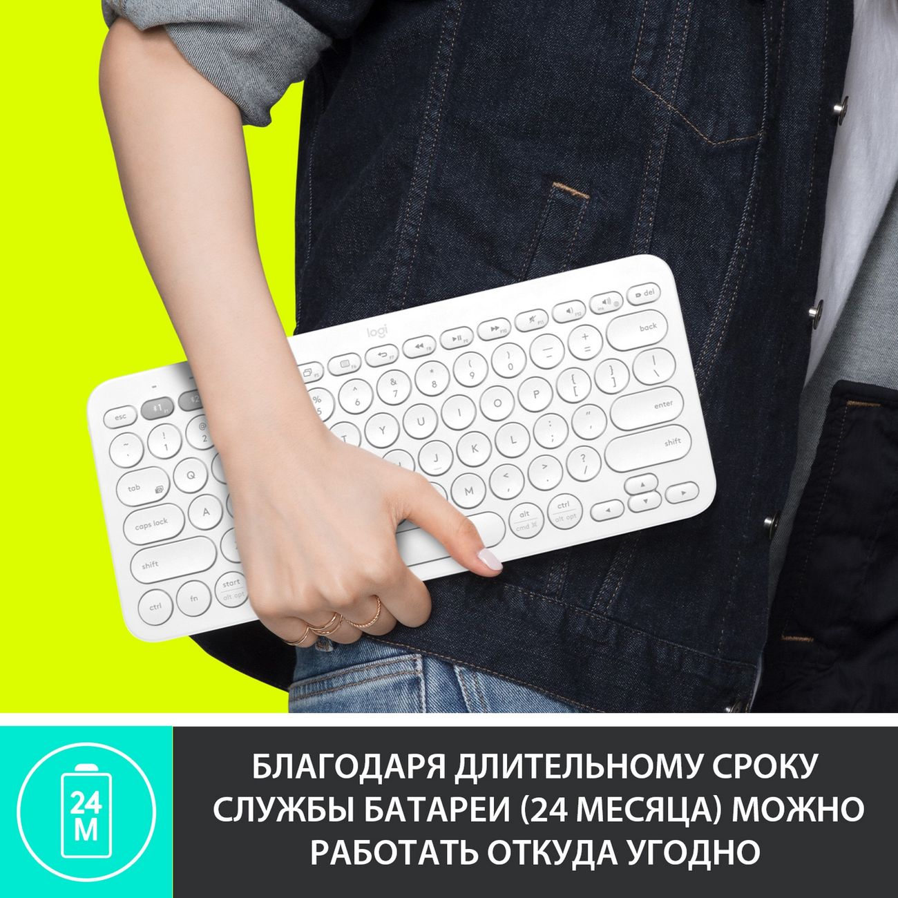 Клавиатура беспроводная Logitech K380 Off-white (русская раскладка)