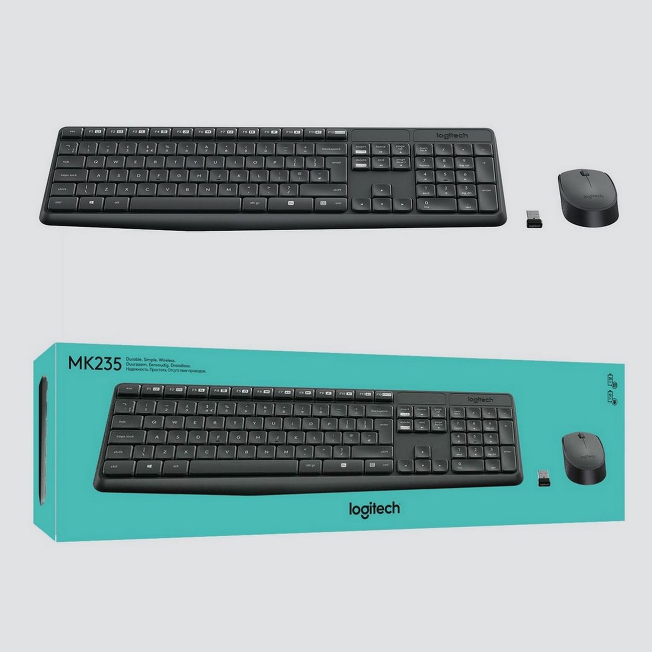 Купить Комплект клавиатура+мышь Logitech MK235 Grey в каталоге интернет  магазина М.Видео по выгодной цене с доставкой, отзывы, фотографии - Москва