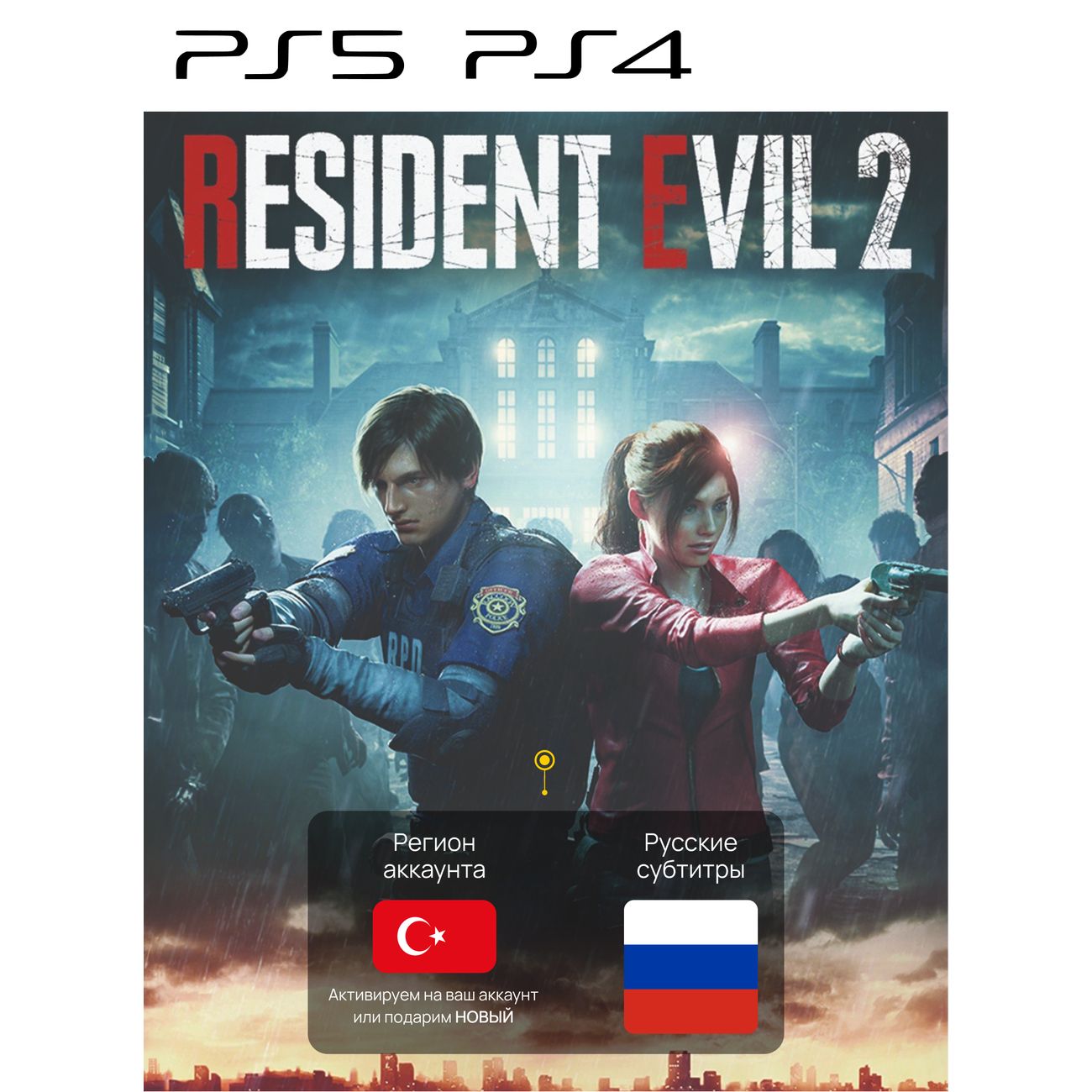 Цифровая версия игры PS5 Capcom Resident Evil 2 Remake (PS4, PS5),Турция