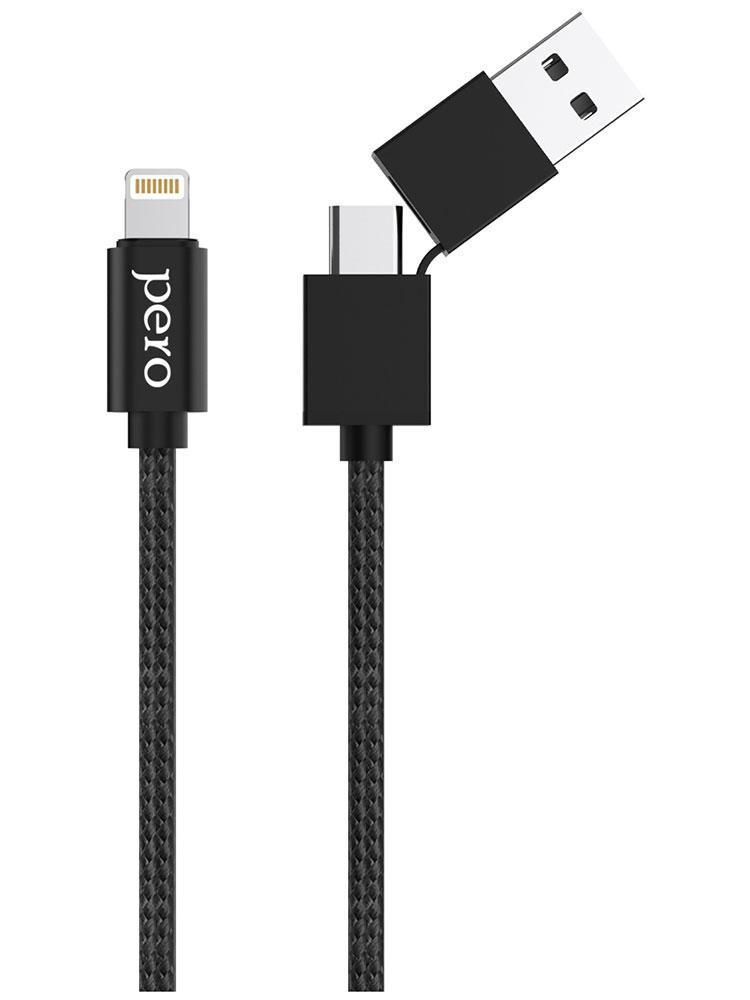 Изображение товара Кабель Pero DC-07 UNIVERSAL 2 in 1 USB-A + PD Lightning 1м черный Изображение товара Кабель Pero DC-07 UNIVERSAL 2 in 1 USB-A + PD Lightning 1м черный