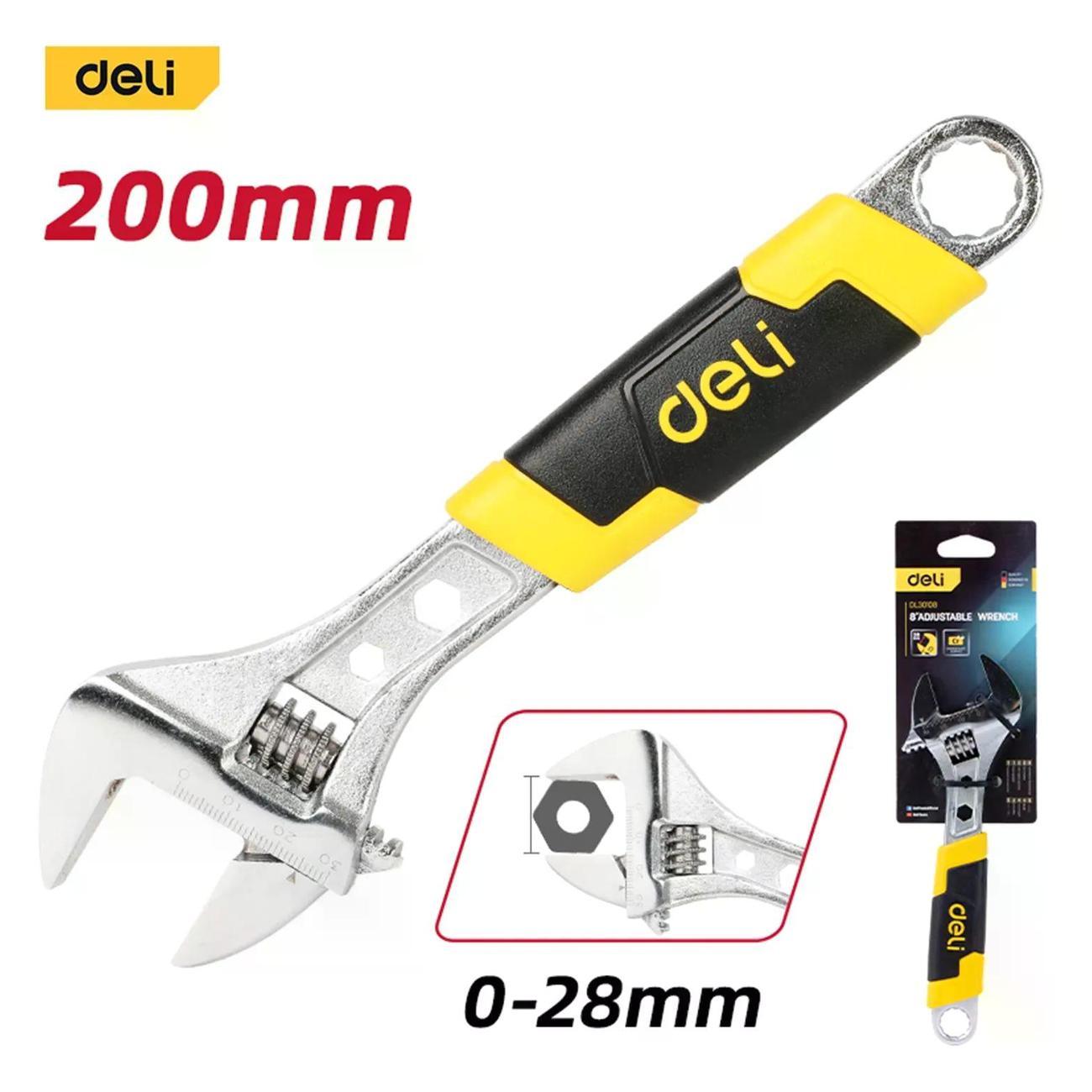 Изображение товара Разводной ключ Deli Tools DL30108 200 мм для монтажа и демонтажа Изображение товара Разводной ключ Deli Tools DL30108 200 мм для монтажа и демонтажа