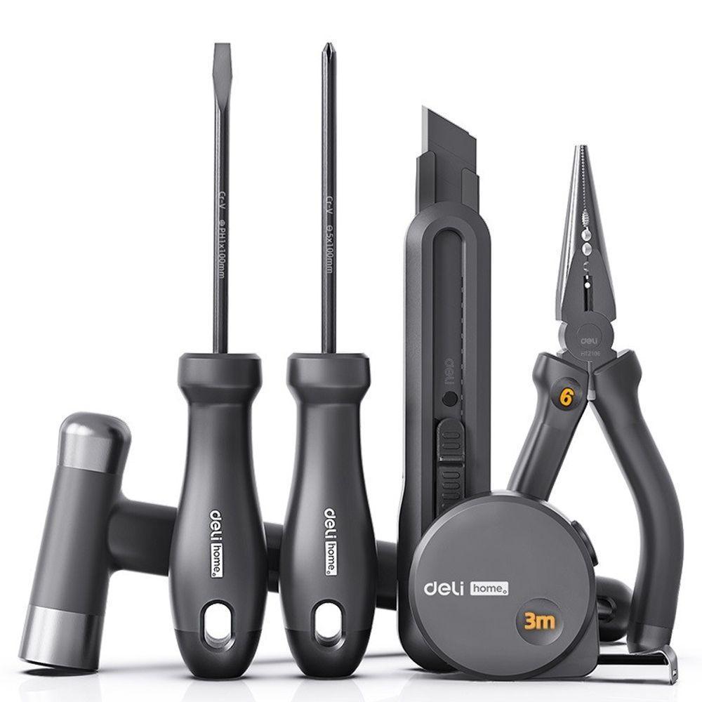 Изображение товара Набор ручного инструмента Deli Home Series Black HT0006, 6 предметов Изображение товара Набор ручного инструмента Deli Home Series Black HT0006, 6 предметов