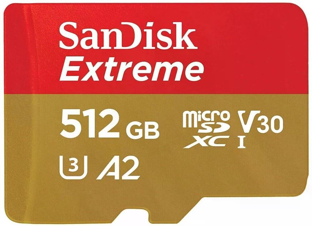 Изображение товара Карта памяти SanDisk Extreme microSDXC SDSQXAV-512G-GN6MN 512GB A2 V30 U3 C10 Изображение товара Карта памяти SanDisk Extreme microSDXC SDSQXAV-512G-GN6MN 512GB A2 V30 U3 C10