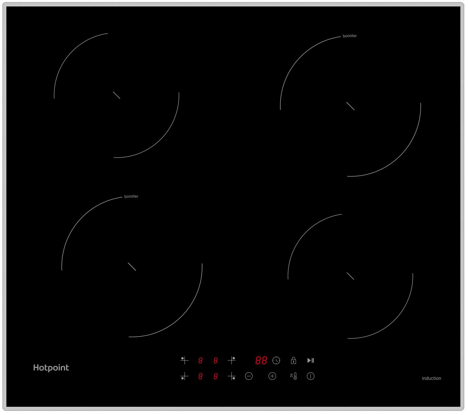Изображение товара Индукционная варочная панель Hotpoint HQ 1760SC IX с сенсорным управлением Изображение товара Индукционная варочная панель Hotpoint HQ 1760SC IX с сенсорным управлением