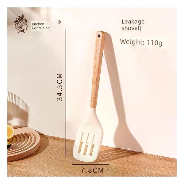 Изображение товара Жарочная лопатка UNIMALL силиконовая с деревянной ручкой, термостойкая