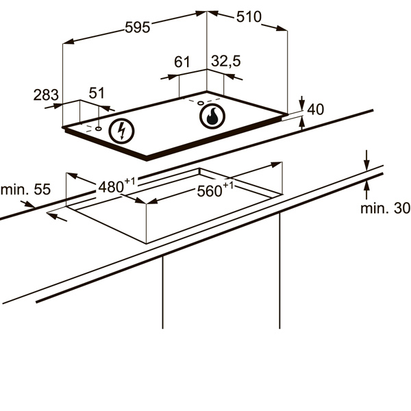 Изображение товара Встраиваемая газовая панель Electrolux GME263XX
