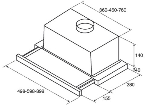 Изображение товара Вытяжка встраиваемая в шкаф Jetair AURORA LX/GRX/F/60