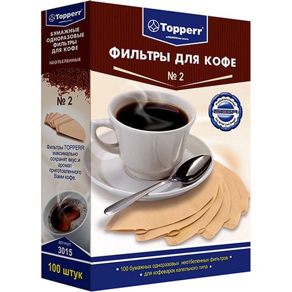 фото Фильтр для кофеварки topperr 3015 бумажный для кофев.№2 (100шт.)