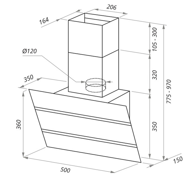 Изображение товара Вытяжка Maunfeld BRIDGE 50 black glass black