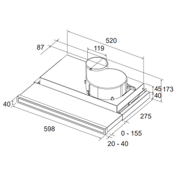 Изображение товара Вытяжка встраиваемая в шкаф Turboair GEA 1M/WH/A/60