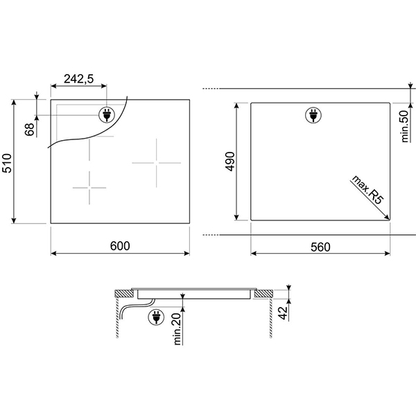 Изображение товара Встраиваемая электрическая панель Премиум Smeg SE363ETB