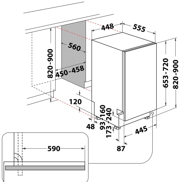 Изображение товара Встраиваемая посудомоечная машина Whirlpool WSIC 3M27