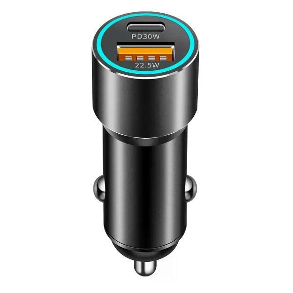 Изображение товара Автомобильное зарядное устройство UNIMALL 30 Вт с USB Type-C и алюминиевым корпусом