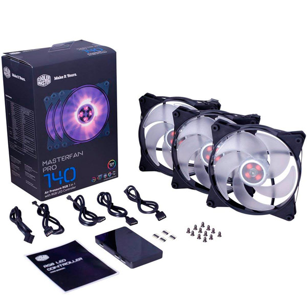 фото Вентилятор для компьютера cooler master masterfan pro 140 ap rgb pack