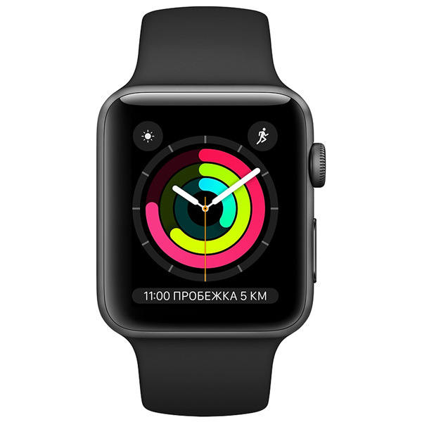 Изображение товара Смарт-часы Apple Watch Series 3 42mm Space Grey Aluminum Case with Black Sport Band (MTF32RU/A)