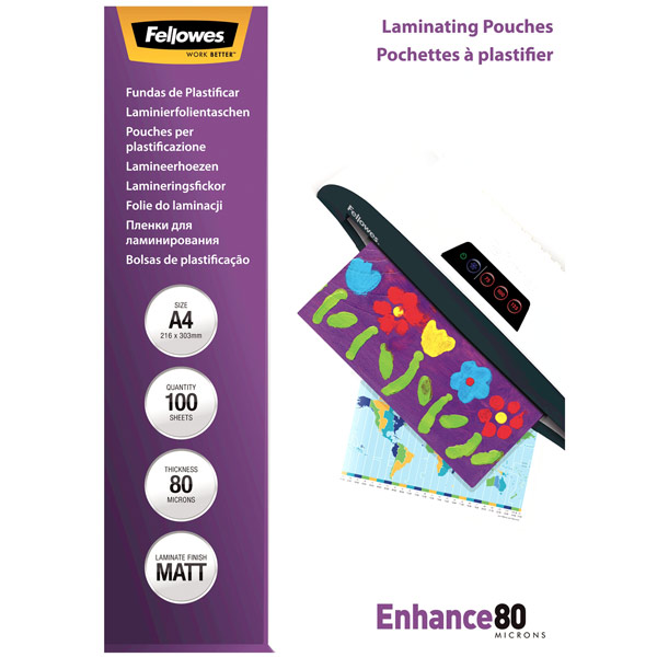 Плёнка для ламинирования Fellowes матовая А4 80 мкм, 100 шт.